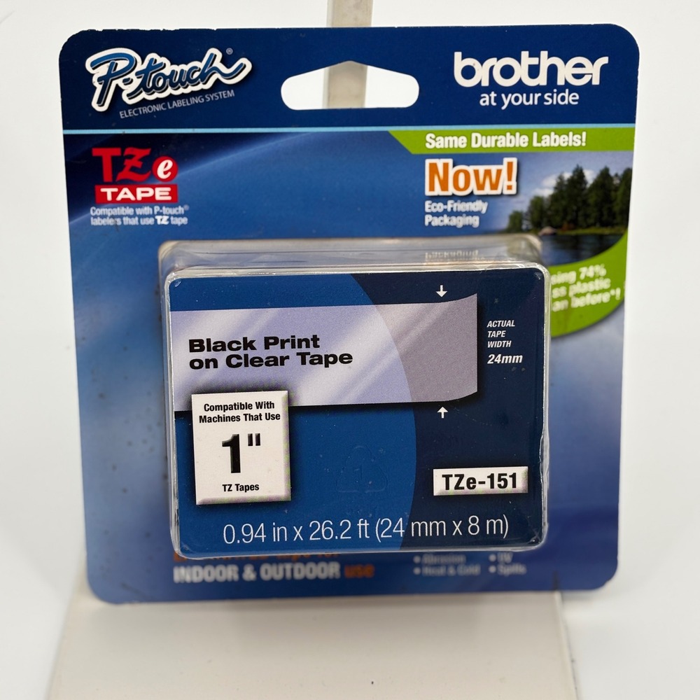 Brother Labeling Tape Unisex 24mm Clear Black TZe-151 P-Touch Laminated 1 Inch